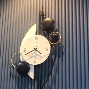 HOL Modern Marbled Geometric Luxury Wall ClockArt Nordic Style Atmospheric Mute Wall Watch Creative Hanging Decor Mechanical Wall Clock