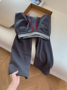 American Deep Grey Sports Sweatpants High Waist Straight Leg Wide Leg Pants Loose Feel Womens Trousers Casual Loose Style