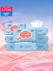 COROU | Baby-Friendly Peach Leaf Extract Wet Tissue 80 Sheets 8 Packs