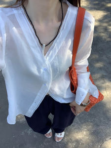 ZHILU | Sun Protection Fashion Shirt V Neck Loose Casual Summer Outerwear