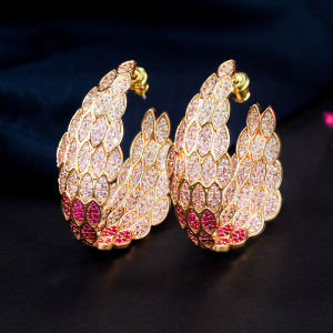 สุดยอดแอพจุ฿ฟู ผิวหนัง การตั้งค่าคุณภาพสูง AAA ลูกบาศก์เพทายออกงานปาร์ตี้หยดยาวห้อยสุดๆ ต่างหูผู้หญิง SE774