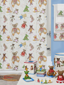 ผ้าม่านอาบน้ำลายการ์ตูนสไตล์อเมริกันหนาป้องกันน้ำและไม่ซีดจางสำหรับห้องน้ำแบบแยกช่องสухากับ�ชื้น