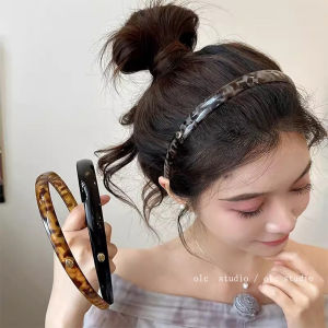 คลิปผมลายเสือดาวสไตล์เกาหลี ขอบบาง สำหรับผู้หญิง คลิปผมแบบยืดหยุ่น ตกแต่งผม ช่วงฤดูใบไม้ร่วง ป้องกันการลื่น วัสดุอื่นๆ