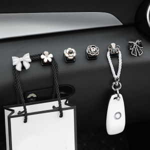 Car Style Bow Cartoon Rhinestone Mini Auto Hooks Seat Back Holder For Keys Hangers Home Office Hooks Storage Style Accessories