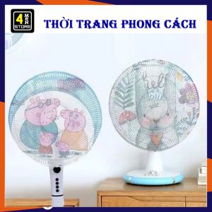 Lưới Bọc Lồng Quạt Máy Có Dây Rút An Toàn Cho Bé Mẫu Hoạt Hình Đáng Yêu / Lưới bọc quạt an toàn cho bé phủ cả mặt sau