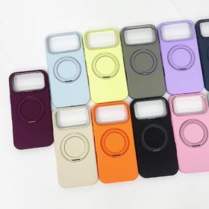 szhaiyu | Luxury Solid Color Magnetic Holder Phone Case For Magsafe For iPhone 18 17 16 Pro Max 15 14 Plus 13 12 With 360° Bracket Cover