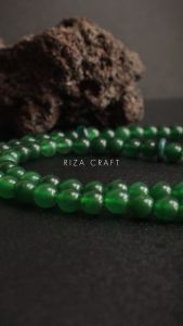 Tasbih 99 Butir Batu Akik Giok Hijau Quartzite Cina China Alam Natural