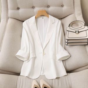 Womens Slim Fit Short Sleeve Blazer Jacket Spring Summer New Style Korean Version Versatile Slimming Top Matching All
