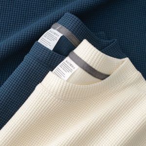 NCE Waffle Crew Neck Short Sleeve Back Bag Neck Mens Top Summer New Loose Large Size Ice Silk Thin Retro T-Shirt