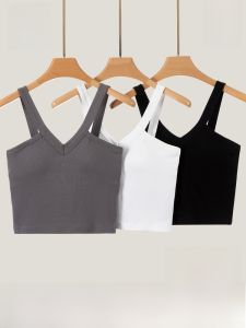 MiiOW | Cat Lady V-Neck Strap Vest Women Summer 2025 New Style With Chest Pad No Bra Needed Base Shirt Sleeveless Top Fashion Elements Backless