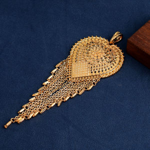 Heart Shape Tassels Gold Color Pendant for Women Kurdish Trendy Jewelry Pendants for Bridal Arabic Luxury Wedding Collections