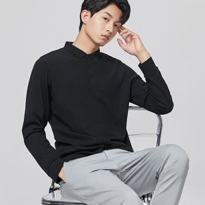 WEIJINSHI | Business Casual Thin Pure Color Long Sleeve Polo Shirt Autumn