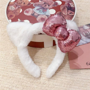 HelloKitty Plush Hairband Womens New 2025 High Forehead Face Wash Theme Park Photo Cute Hair Accessory Fresh Outright Sweet Style