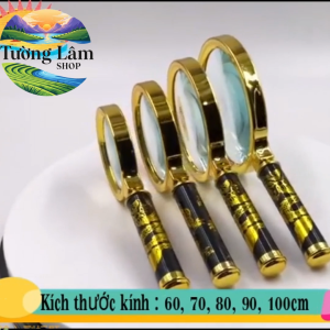 Kính Lúp tay cầm hoa văn rồng tinh xảo mạ vàng Size tùy chọn 678910cm.