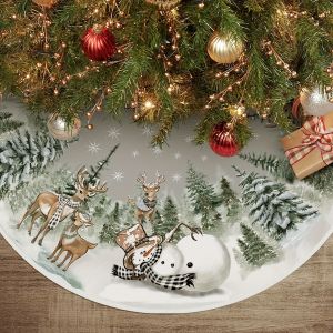 Váy Cây Thông Noel Màu Trắng VIKAMA Với Thiết Kế Cảnh Tuyết Rừng Đồ Trang Trí Tiệc Lễ Hội Chất Liệu Vải Đồ Trang Trí Nhà Cửa