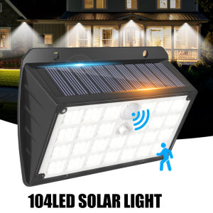 104 LED Solar Light Outdoor 3 Modes Wall Lamp PIR Motion Sensor Street Light for Garden Decorationfor