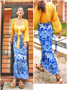 Luo Da Niang Thai Elephant Ethnic Style Sheath Panel Skirt One-Step Dress Beach Dress Holiday Bohemia Skirt