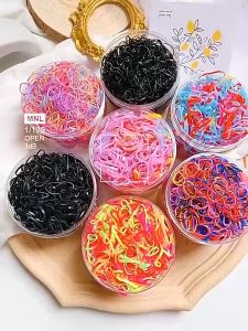 Set 200-500 Thun Cột Tóc Co Giãn Nhiều Màu Kèm Túi Xinh Xắn Và Hộp Đựng