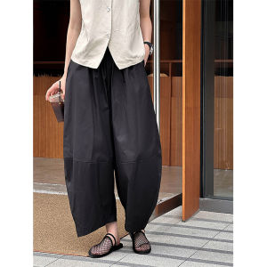 Quần Ống Rộng Họa Tiết Đèn Lồng Màu Trắng Cho Nữ Quần Dài Thường Ngày Phong Cách Nhật Bản Quần Dài Đến Mắt Cá Chân Quần Bó Mùa Hè