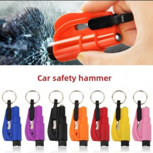 Mini Whistle Safety Hammer Car Emergency Rescue Kit Key Chain Knife Life Belt Cutter Broken Window Glass Emergency Hammer
