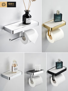 Accessible Luxury Stone Plate Tissue Holder Roll Stand For Home Toilet Toilet Paper Mobile Phone Holder Wall Hanging Tissue Box Punch-Free