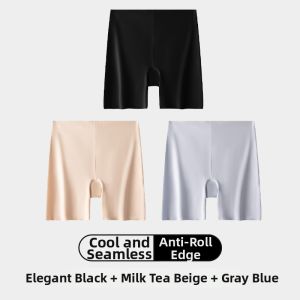 Miiow | Ice Silk Seamless Safety Pants Womens Anti-Light Two-In-One Underwear Flesh Color Wedding Photo Shoot Base Short Pants