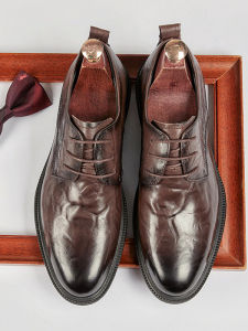 Breathable Genuine Leather Business Shoes Mens Round Toe Slip-resistant