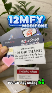 Sim Mobifone 4G 5G 12MFY Có Esim Data 100GB/Tháng Trọn Gói 12 Tháng Không Nạp Tiền Không Phát Sinh Chi Phí Dùng Toàn Quốc Bảo Hành 1 Đổi 1. FREESHIP . CHƯA KÍCH HOẠT