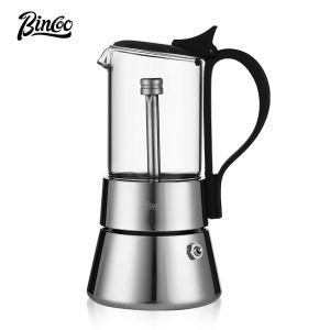Bincoo ấm moka thép không gỉ dual-van pha Bình đựng cà phê Espresso nhà nhỏ Máy pha cà phê với bếp điện cà phê Bộ dụng cụ 2 ly
