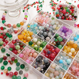 1/2Pack 3-12mm Multicolor Mixed Style Glass Beads Loose Spacer Beads for Jewelry Making DIY Craft Bracelets Necklaces Earrings