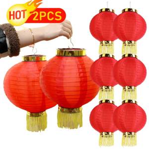 【🔥CNY 2025】3 Size Chinese Red Lanterns Art Crafts Tassels Favors Holiday Lantern Handmade Portable Creative Waterproof Ball Party Supplies 2025(In stock)