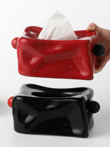 Hộp Đựng Khăn Giấy Bằng Gốm Đỏ Sáng Tạo Hộp Đựng Khăn Giấy Kéo Dùng Trong Gia Đình Phòng Khách Bàn Trà Bàn Ăn Hộp Đựng Khăn Giấy Màu Đen