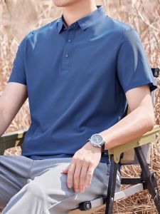 ROMON | Lormen Ice Silk Short Sleeve Polo Shirt Mens Summer Thin Formal Casual Cool Feeling T-Shirt Upper Body Fashion Urban Style