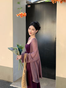 Early Spring New Knitted Open Cardigan Womens Outerwear Thin Hollow out Sweater Jacket Lightweight Drapey Top for Skirts