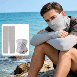 WRELS | Summer Sun Protection Arm Covers and Face Mask for Cycling Running Climbing Anti-UV Set Cooling Arm Sleeves with Face Cover