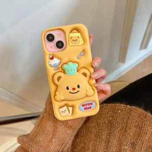 💯【เคสโทรศัพท์】 + Gratis Ongkir💯เคสซิลิโคนลายหมีพับเป็นขาตั้ง3D น่ารักสไตล์เกาหลีสำหรับ iPhone 16 15 14 13 12 Pro Max 11