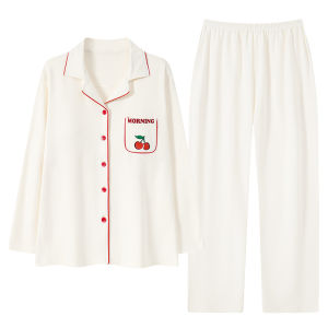 miiow | Pure Cotton Sleepwear Womens Casual Long Sleeve Loose Home Clothes Set Autumn Winter Large Size Comfortable Leisure Outfit