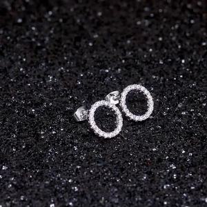 Huitan Thời Trang Vòng Tròn Bông Tai Nữ Pha Lê Đính Đá Cubic Zirconia Tối Giản Trang Sức Đa Năng Chói Mắt Hình Học Đẩy Lại Bông Tai