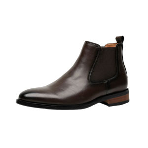NUDANLAI | Chelsea Boots Mens High-top Leather Shoes Pointed Toe British Style Height-increasing Winter Fleece-lined Boots