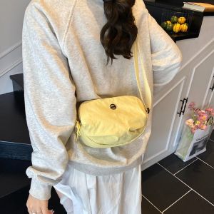 Summer Canvas Crossbody Bag Womens Commuter Zipper Phone Bag Lightweight Casual Style Single Shoulder Bag Pure Color Pattern