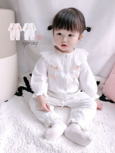 Korean Style Baby Romper Cotton Long Sleeve Pure Cotton Doll Collar Turn-down Collar Crawling Suit Newborn Photography Clothes