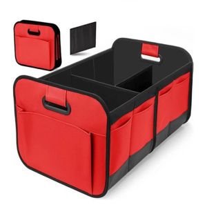 Collapsible Car Trunk Storage Box 600D Oxford Fabric SUV Organizer with Reinforced Handles & Multiple Compartments for Vehicle
