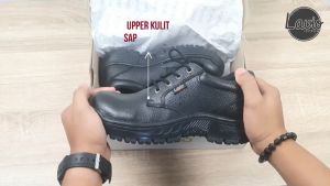 Sepatu Safety Boots Hitam Original Mars Ujung Besi Kulit Asli Lavio Pria Safety Boot Low Mood Booster Hiking