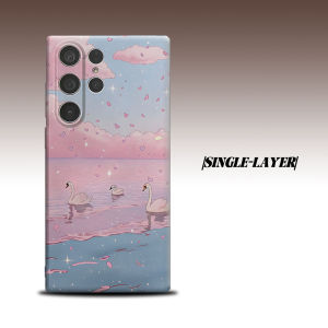 Swan Lake Pink Anime For Samsung Galaxy S26 S25 S24 A56 A36 Dual Layer Luxury Fashion Full Lens Protective Case