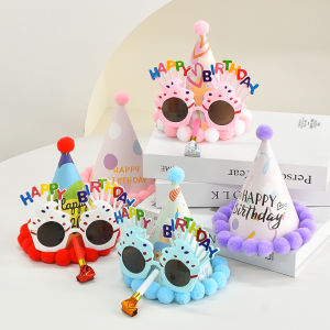 Internet Celebrity Birthday Glasses Photo Props Kids Adult Crown Hat Happy Birthday Princess Party Funny Headdress