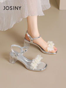 Josiny | Fairy Style Flower Decorated Thick Heel Open Toe Sandals