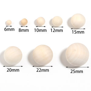 10-200Pcs 6-25mm Wood Balls Natural Unfinished Wooden Beads No Hole Round Wood Loose Beads Bulk for DIY Arts Craft Supplies