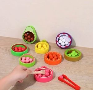 Wooden Toys Color Bowls Sensory School Educational Fruits Sorting Bowls Busy Montessori Mainan Bayi Boy Girl Gift Fun