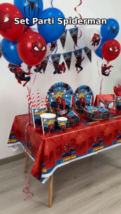 SpidermanTheme Birthday Party Decoration Marvels Party Supplies Spiderman Tableware Banner