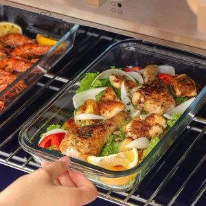 3L Rectangular Microwaveable Tempered Glass Serving Tray Thick Glass Tray Elegant Glass Tray Oven Safe Borosilicate Baking Glass Pan Rectangular Microwavable Oven Safe Serving Tray